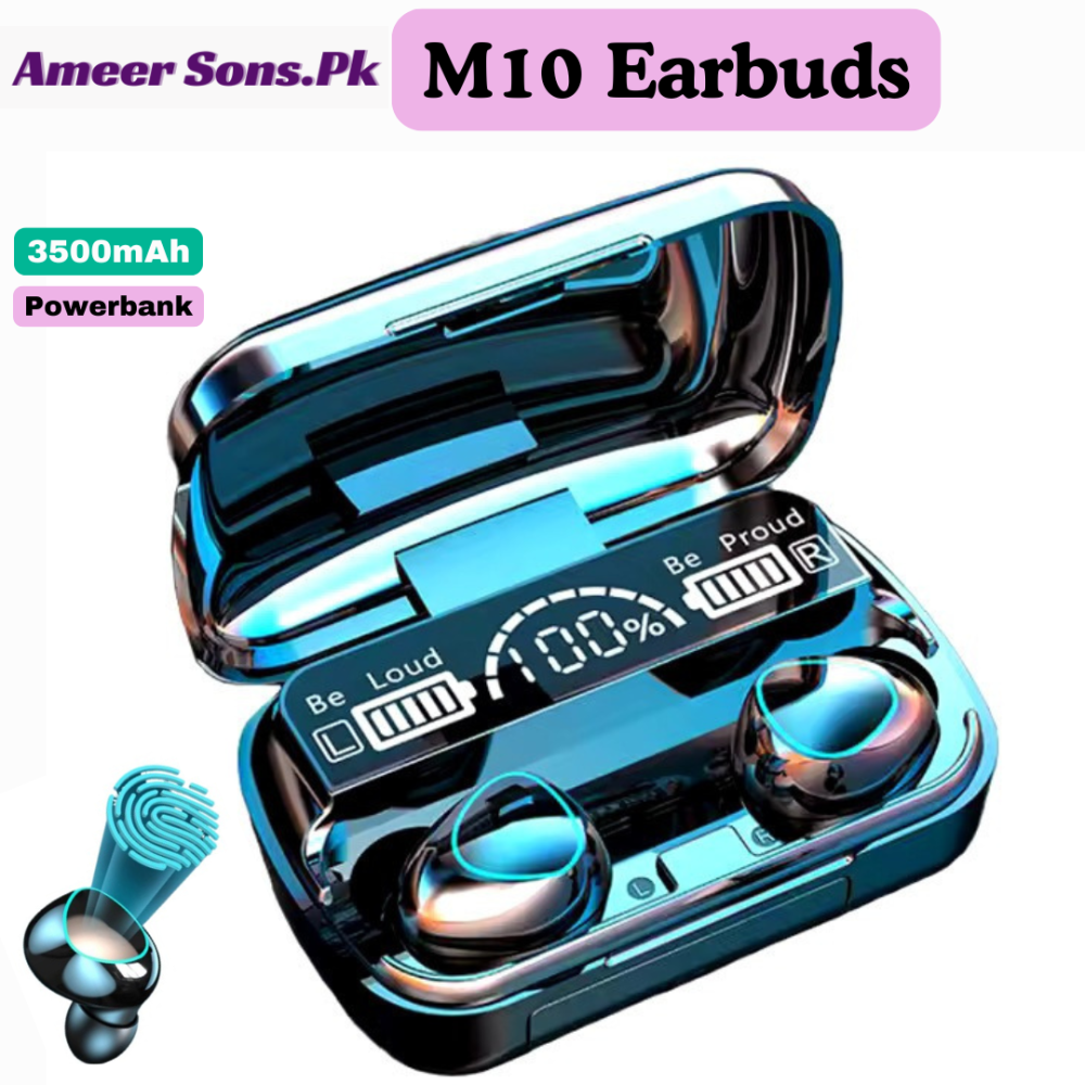 M10 TWS Wireless Bluetooth Earbuds with LED Display Charging Case