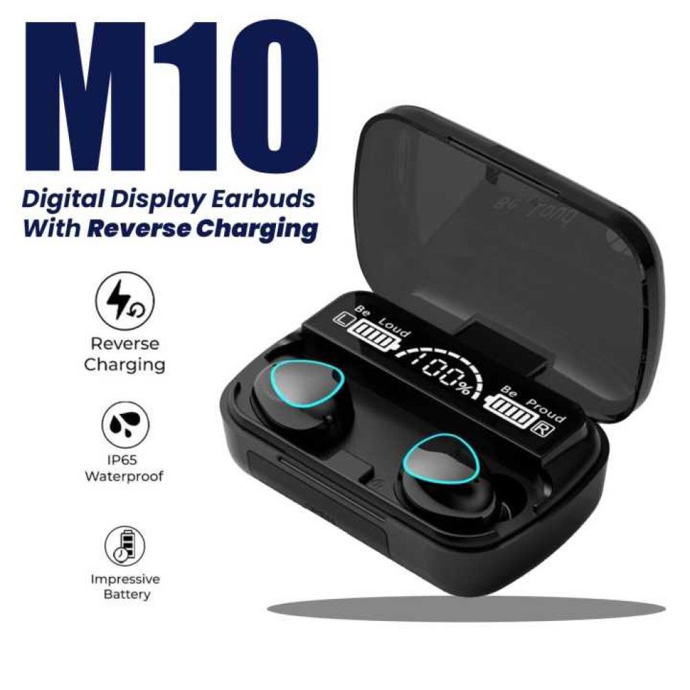 M10 TWS Wireless Bluetooth Earbuds with LED Display Charging Case