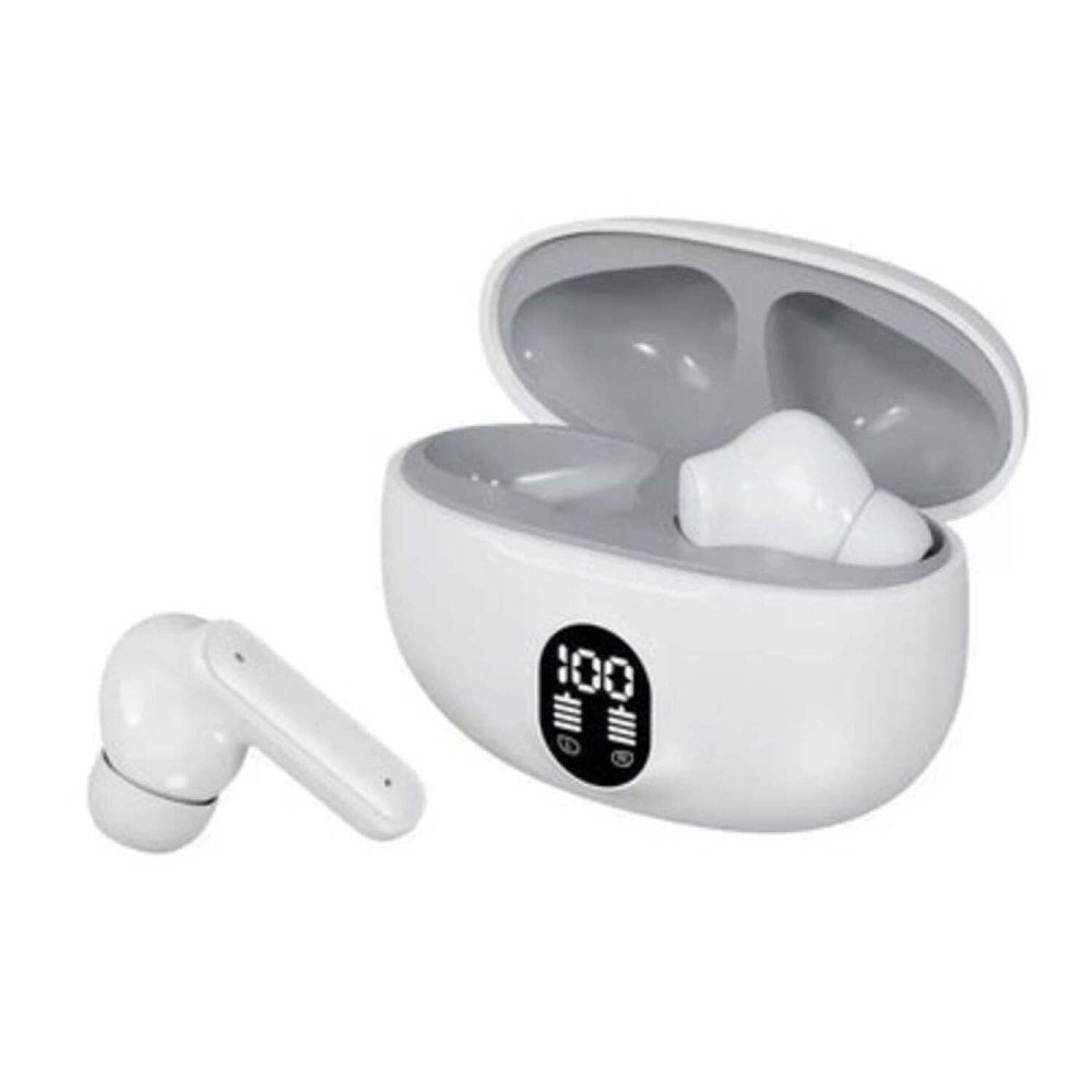 TWS Wireless Earbuds with LED Display – ENC Noise Cancellation, HiFi Stereo, Bluetooth 5.3 – Black & White