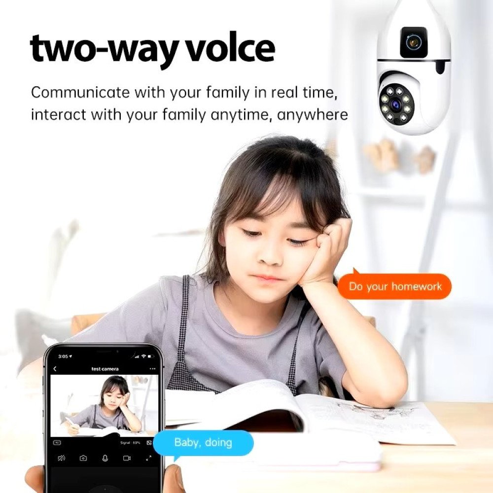 Dual Lens 4MP High Tech E27 Bulb Camera – V380 D200