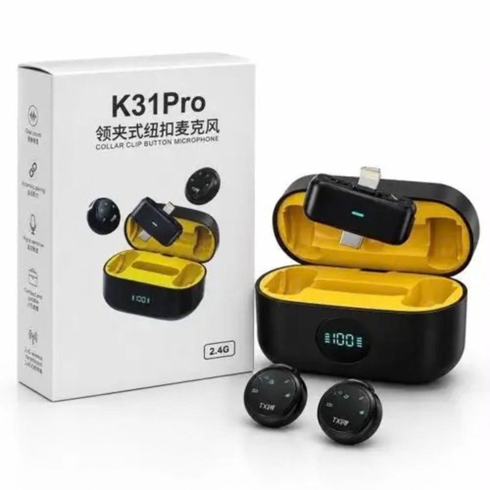 K31 Pro Collar Clip Button Wireless Microphone
