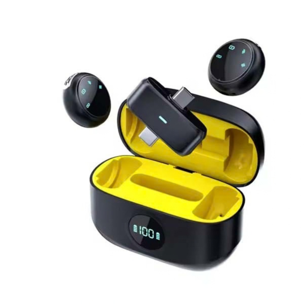 J6 2.4G Wireless Dual Lapel Lavalier Microphone HD Mic with Charging Box